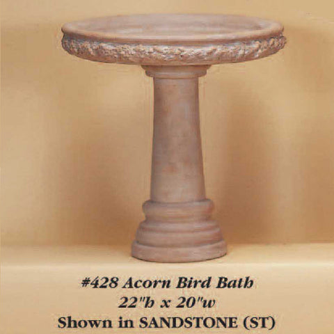 Giannini Garden Acorn Bird Bath Outdoor Cast Stone 428
