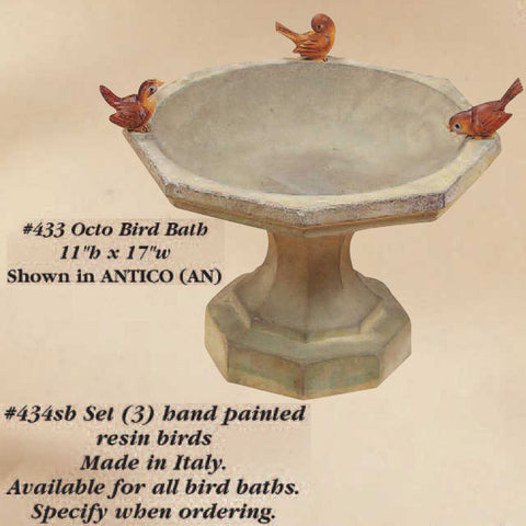 Giannini Garden Octo Bird Bath Outdoor Cast Stone 433