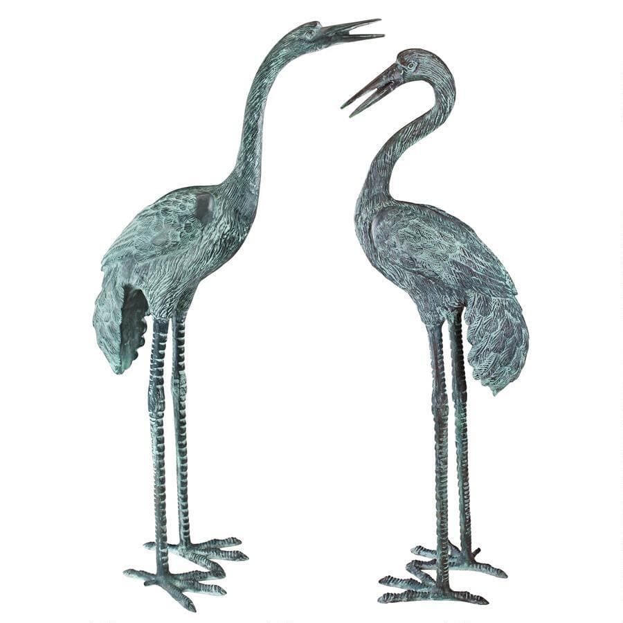 Design Toscano Large Cranes Cast Bronze Garden Statue Set SU2075 - FountainsUSA product image