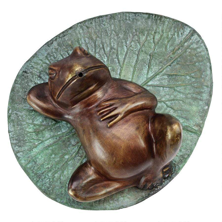 Design Toscano Spitting Frog on Lily Pad Bronze Garden Statue SU5080 - FountainsUSA product image