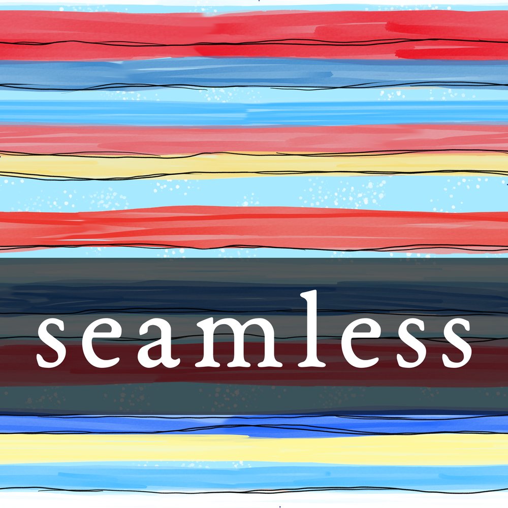 Sketchy Red White Blue Floral Stripes