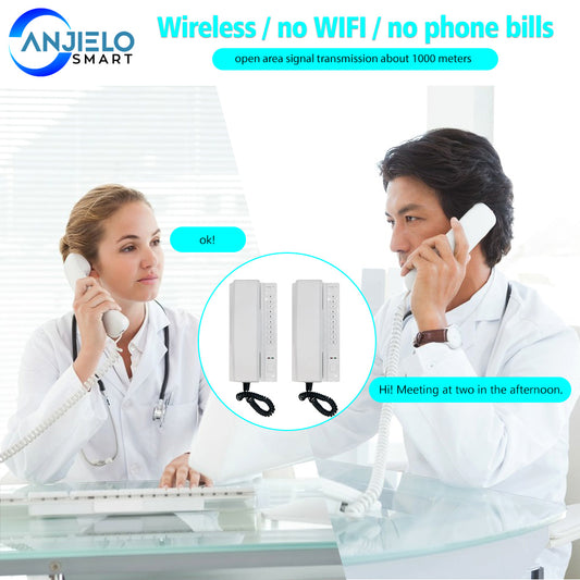 Anjielo Sistema de intercomunicación inalámbrico, interfonos seguros,  ampliables para almacén, oficina, interfono Maison Home Phone VoIP