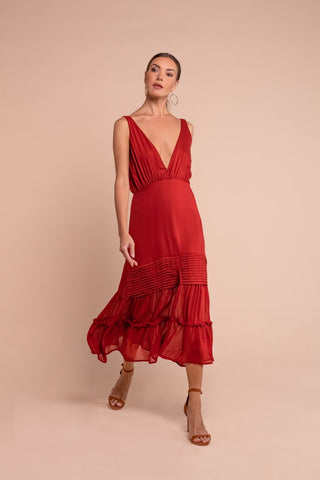 Lauren Midi Dress in Red