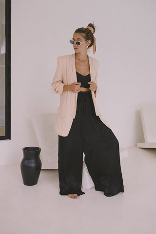 Wide Leg Pants in Black and Gold