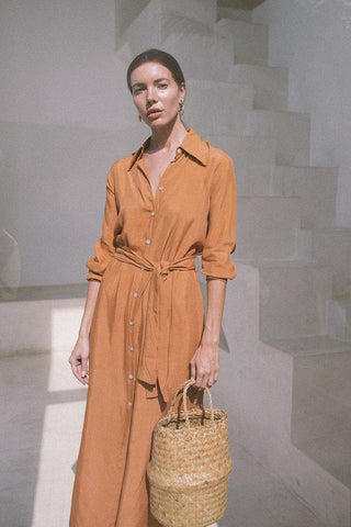 Apricot Shirt Dress