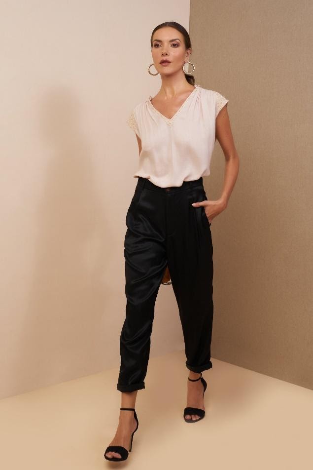 Satin Cropped Pants