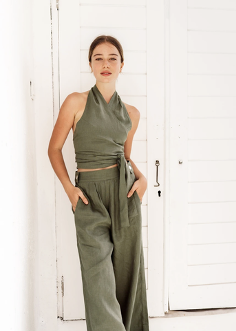 The Milan Top and Roma Pants in Sage