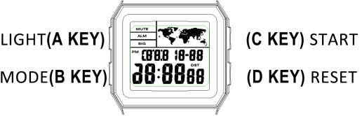 SKMEI 1338 digital watch button