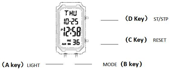 SKMEI 1362 digital watch button