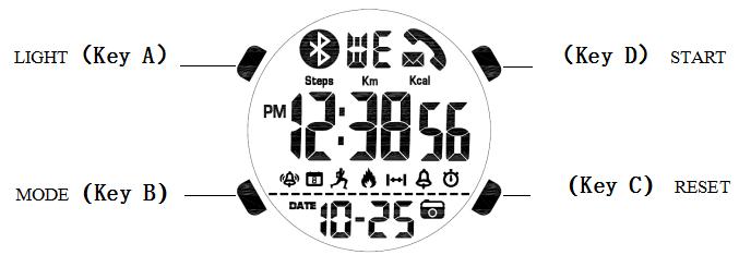 SKMEI 1500 bluetooth digital watch button