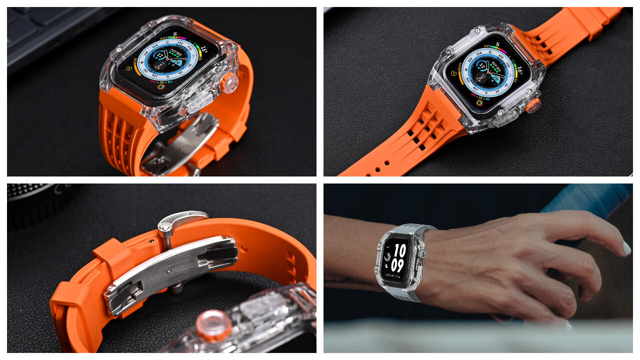 Étui transparent et protecteur de bracelet pour Apple Watch 44/45/49 mm améliorés