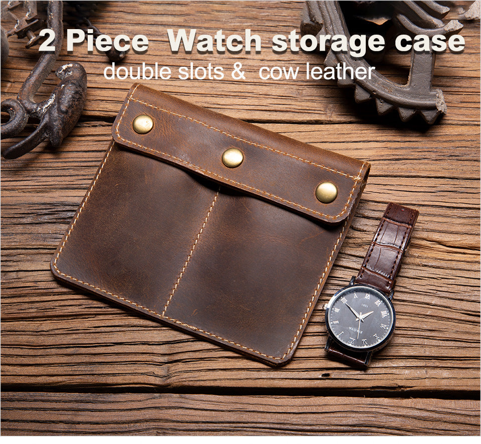 Genuine Leather Two Watch Travel Case Luxury