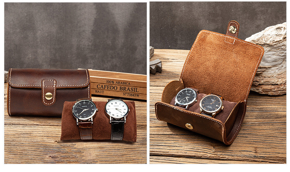 Leather 2 Watch Travel Case