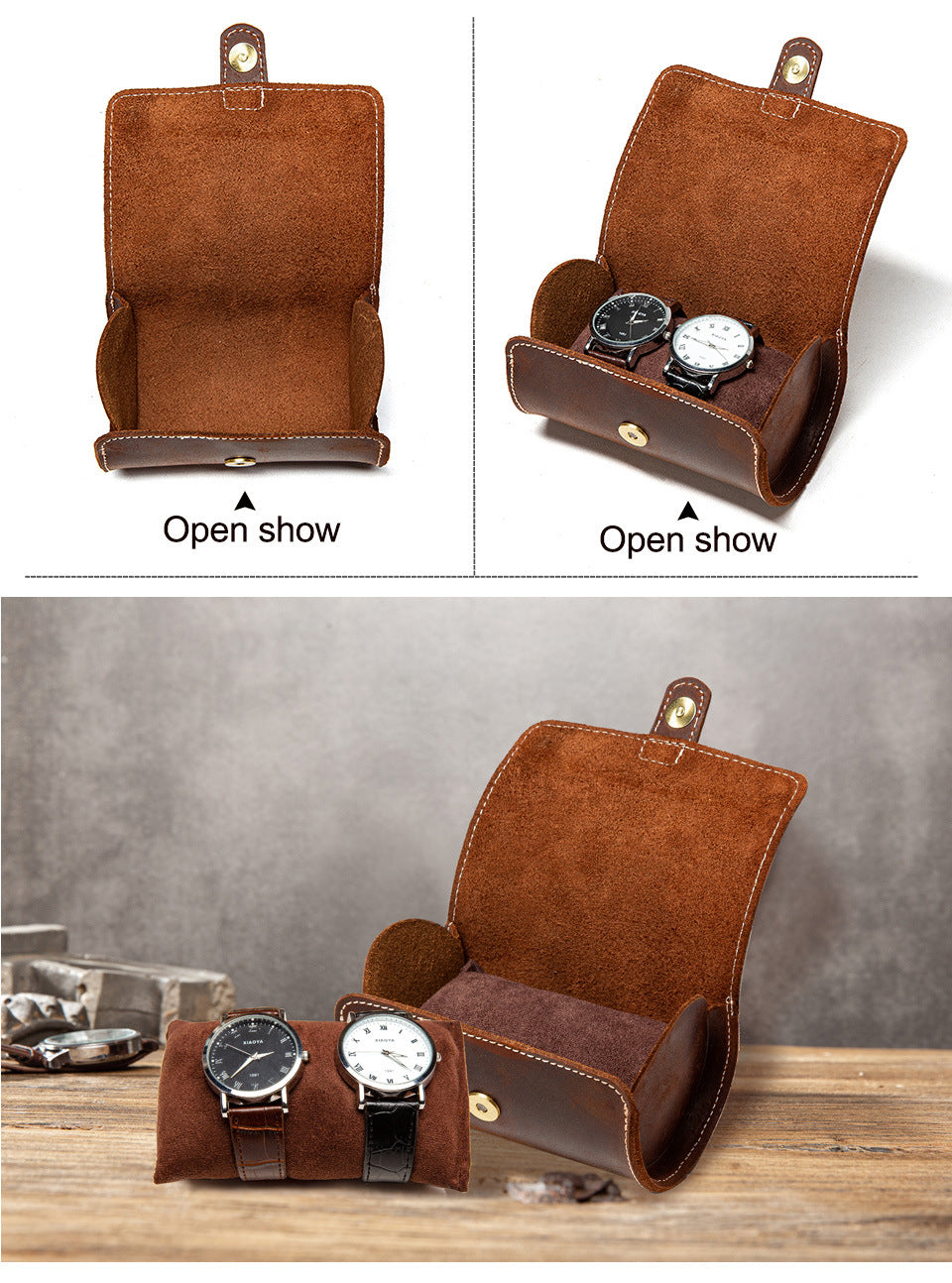 Leather 2 Watch Travel Case