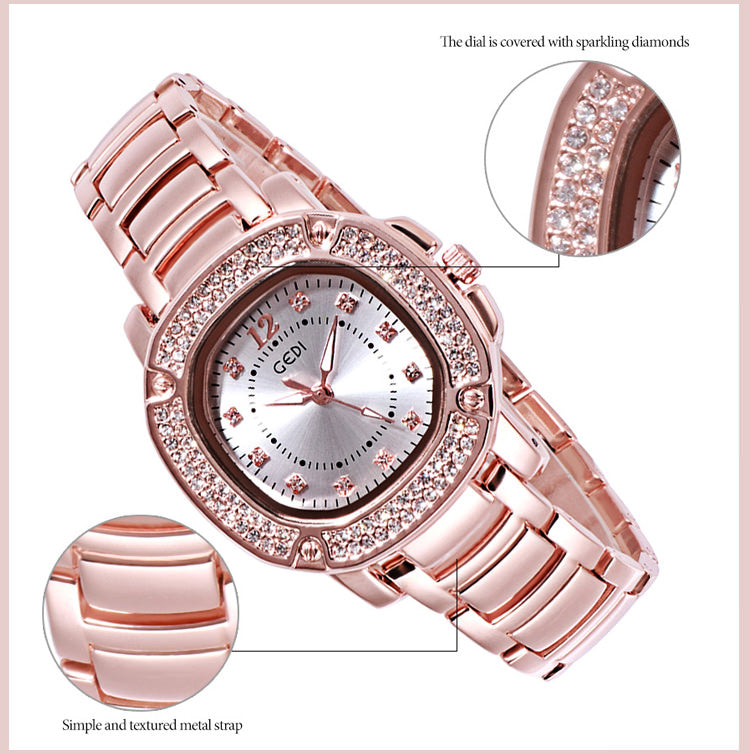 GEDI 3200 Montres à quartz numériques pour femmes avec boîtier en diamant