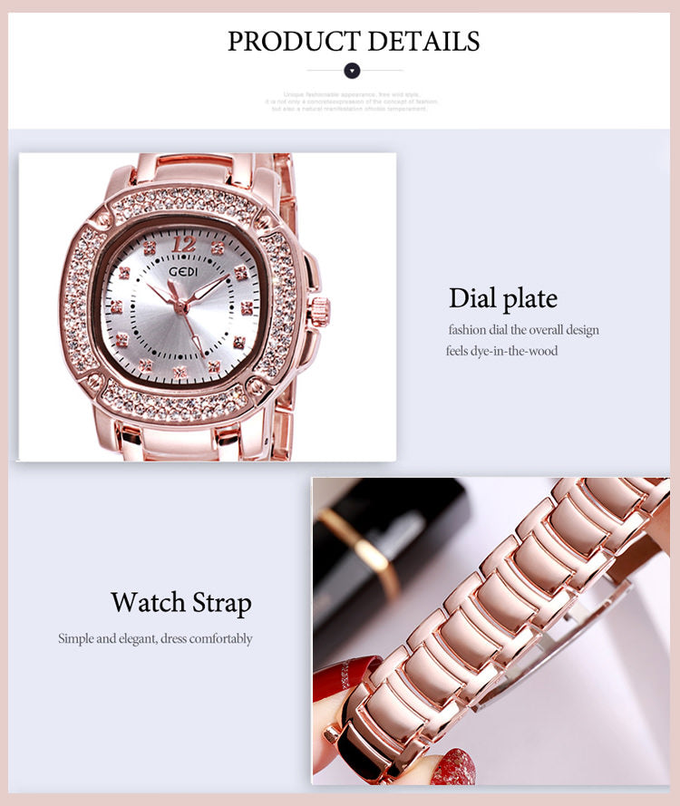 GEDI 3200 Relojes digitales de cuarzo para mujer con caja de diamantes