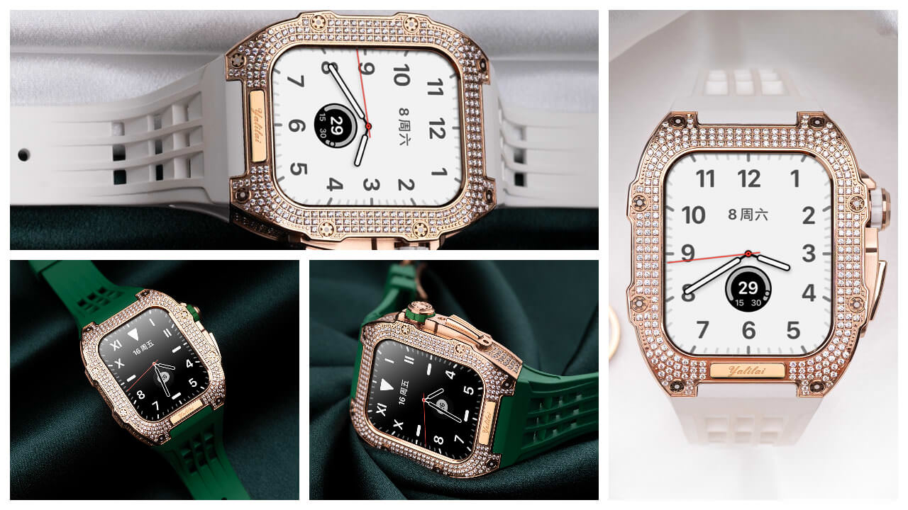 Boîtier de montre Apple en diamant de luxe, titane 44mm, adapté à iWatch