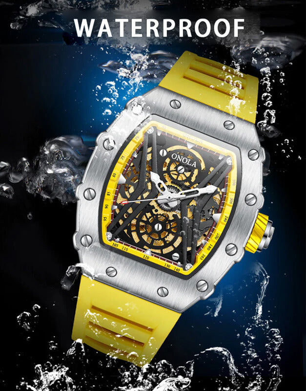 ONOLA 3828 Exposed Gear Mechanical Skeleton Watch Waterproof