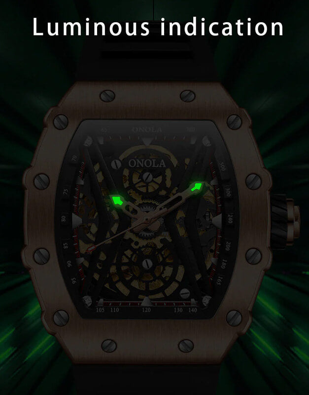 ONOLA 3828 Luminous Mechanical Skeleton Watch