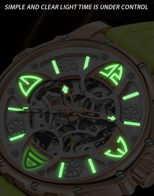 ONOLA 4 Leaf Clover Luminous Automatic Watch for Men
