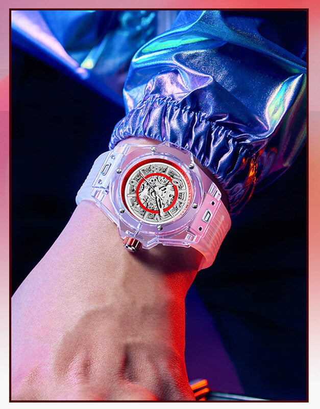 ONOLA Incroyable montre mécanique transparente pour homme