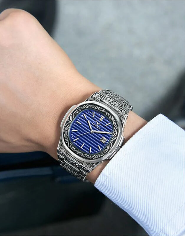 ONOLA Reloj vintage plateado para hombre