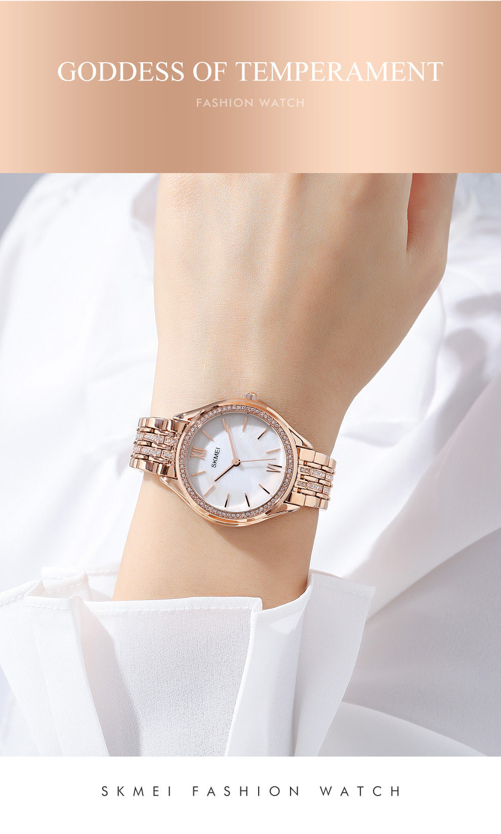 SKMEI 1970 Innovadores relojes de pulsera con diamantes para mujer
