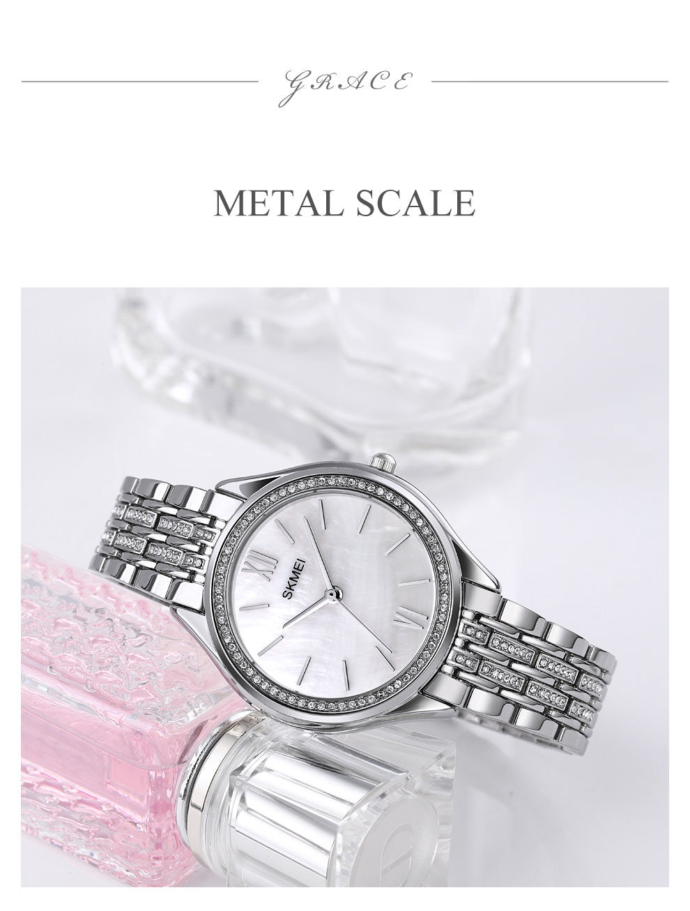 SKMEI 1970 Innovadores relojes de pulsera con diamantes para mujer
