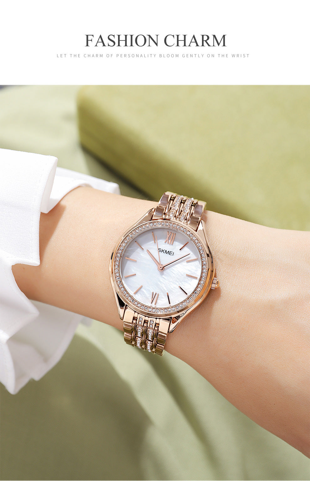 SKMEI 1970 Innovadores relojes de pulsera con diamantes para mujer