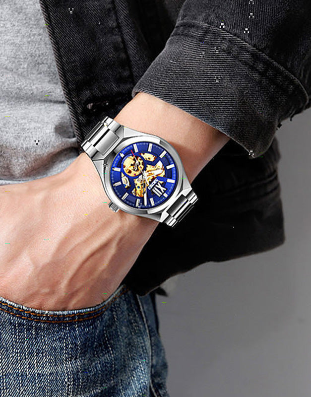 SKMEI 9258 Mechanical Skeleton Watch with Visible Gears