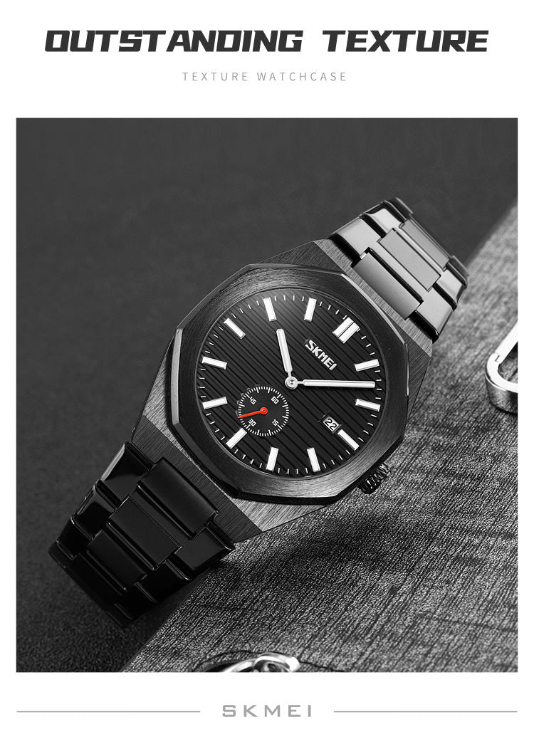 SKMEI 9262 Dodecagonal Steel Band Quartz Business Watch for Men