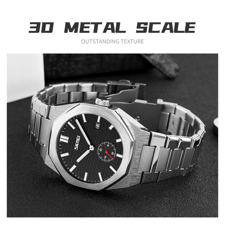 SKMEI 9262 Dodecagonal Steel Band Quartz Business Watch for Men