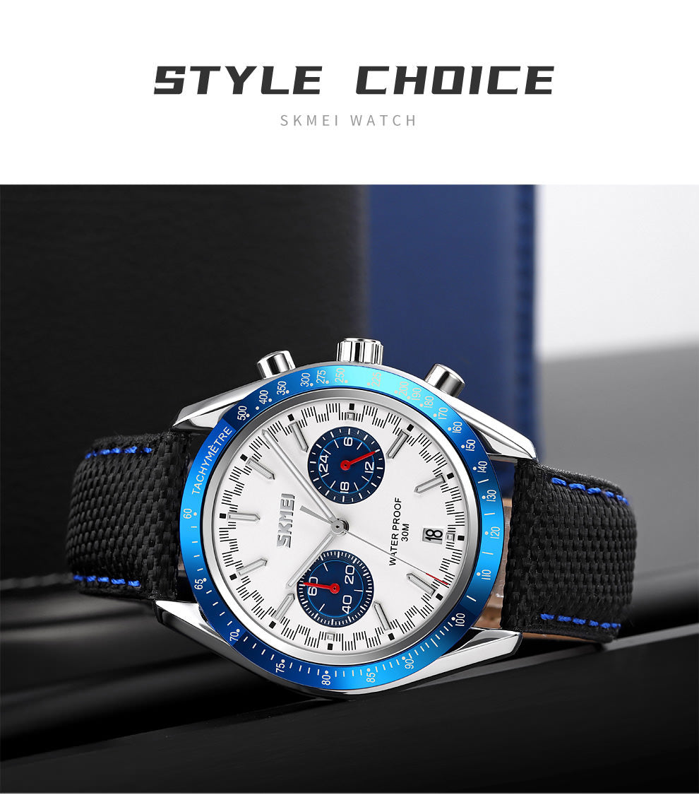 SKMEI 9292 Montre pilote de style sportif pour hommes avec chronomètre et calendrier