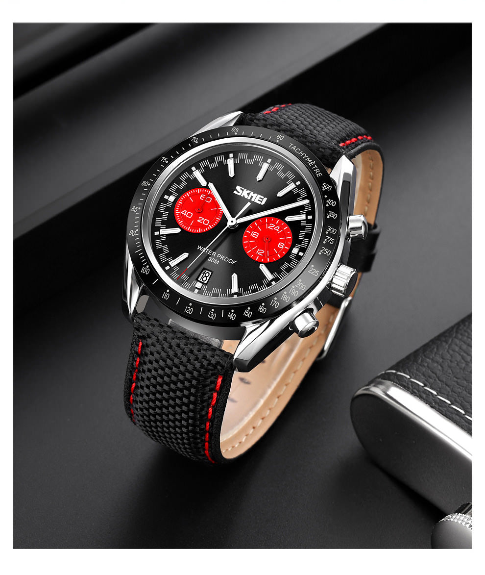 SKMEI 9292 Reloj piloto estilo deportivo para hombre con cronómetro y calendario