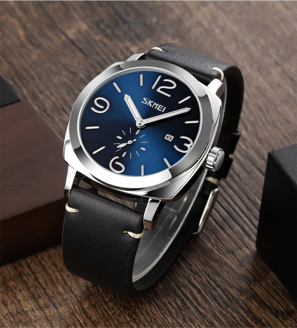 SKMEI 9305 Quartz Business Wristwatches for Men w/ PU Leather Strap