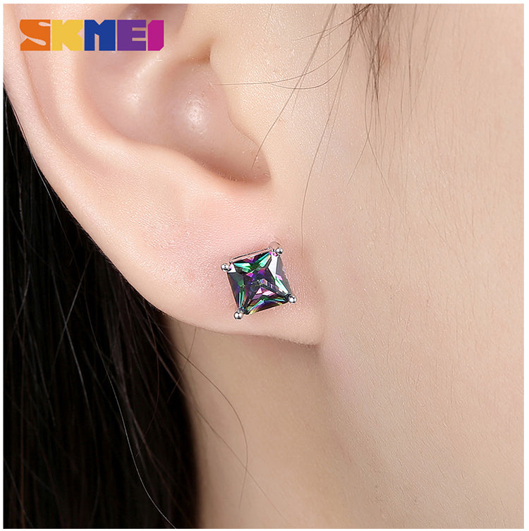 SKMEI LKN003 Square Zircon Earrings Studs