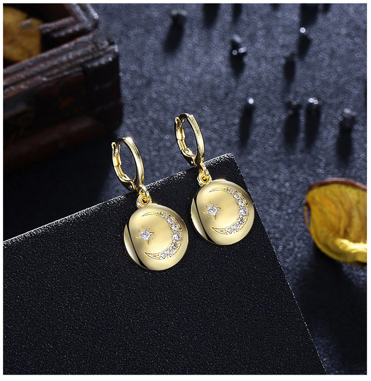 SKMEI LKN011 Boucles d'oreilles pendantes lune et étoile