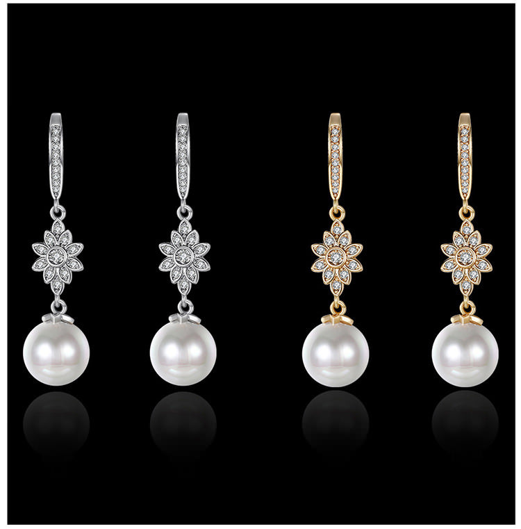 SKMEI LKN013 Pearl Drop Flower Earrings