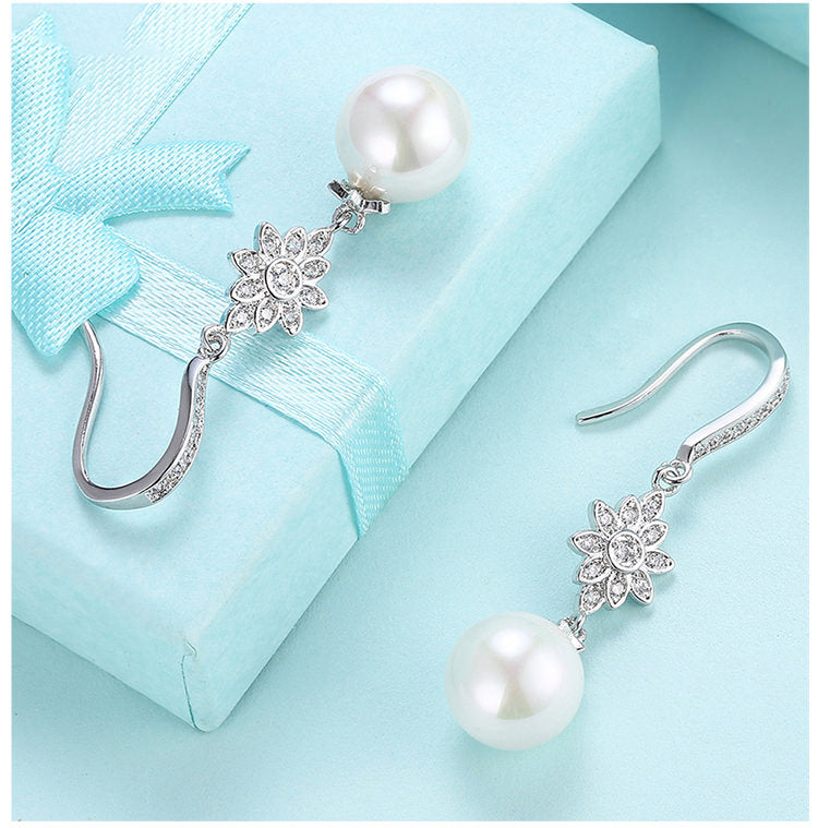 SKMEI LKN013 Pearl Drop Flower Earrings