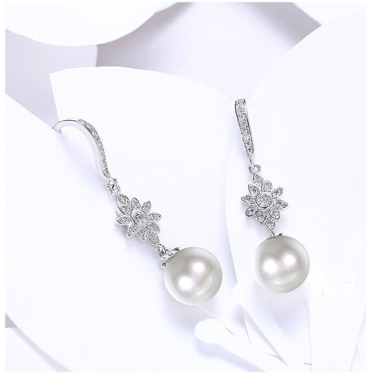 SKMEI LKN013 Pearl Drop Flower Earrings