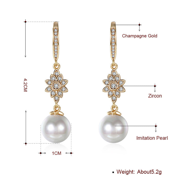SKMEI LKN013 Pearl Drop Flower Earrings