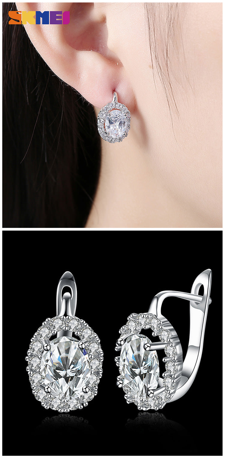 SKMEI LKN044 Oval Rhinestone Earring Hoops