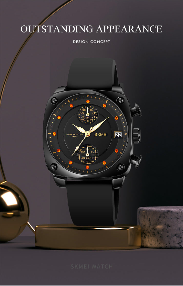 SKMEI 1903 Square Quartz Watch Silicon Strap Watch Retro Watch