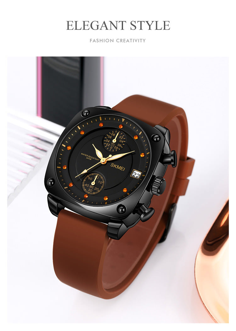 SKMEI 1903 montre à quartz carrée montre à bracelet en silicone montre rétro