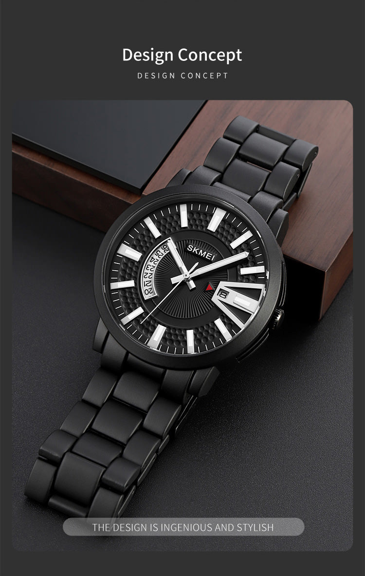 SKMEI 1985 Elegante reloj para hombre con correa de acero inoxidable