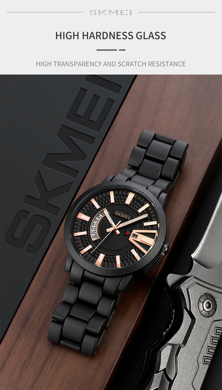 SKMEI 1985 Montre élégante pour hommes avec bracelet en acier inoxydable