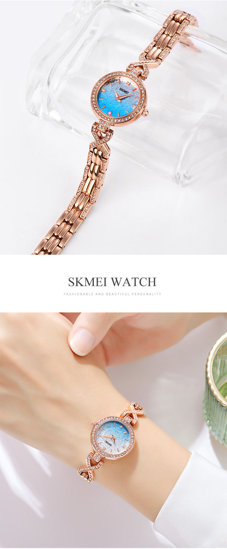 SKMEI 2001 romantique Ultra-mince montre-Bracelet strass Bracelet pour femmes