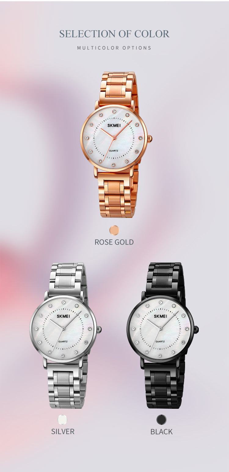 SKMEI 1840 Ladies Quartz Watch Simple w/ Stainless Steel Band