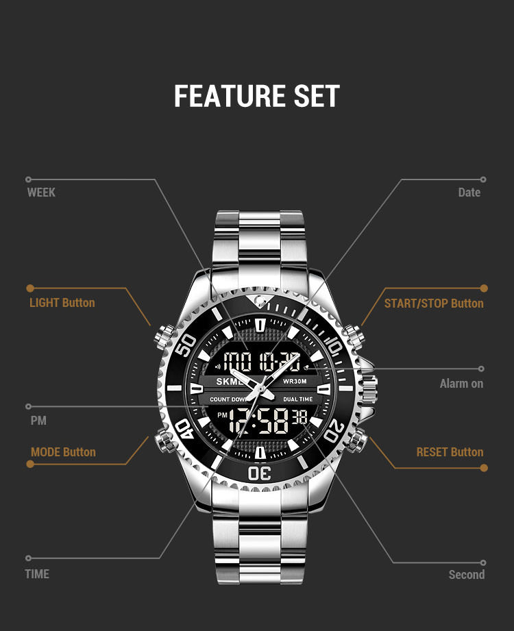 SKMEI 1850 Multifunction Analog Digital Watch for Men