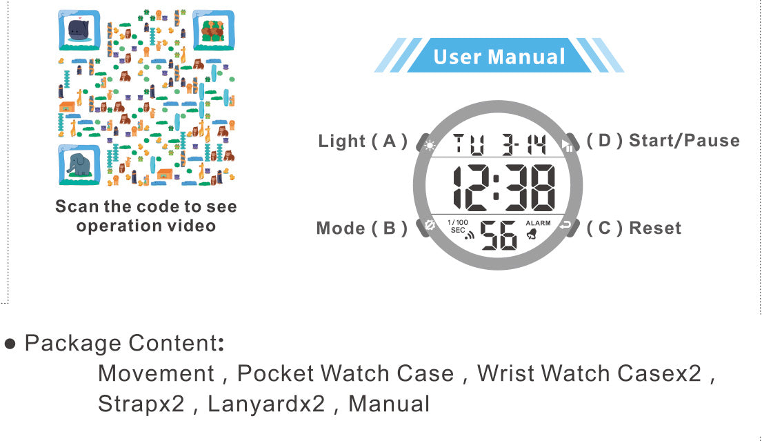 Manual del reloj digital para niños HWSK01